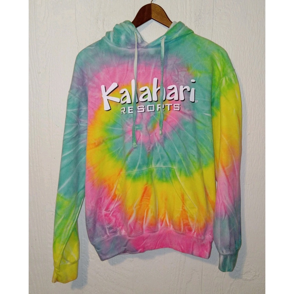 Colortone Kalahari Resorts Hoodie Women Small Multi-Color Tie Dye Spiral Graphic